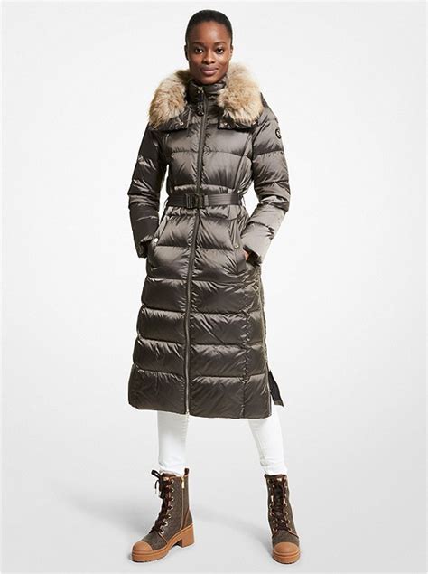 michael michael kors faux shearling lined quilted nylon puffer jacket|saks michael kors puffer jacket.